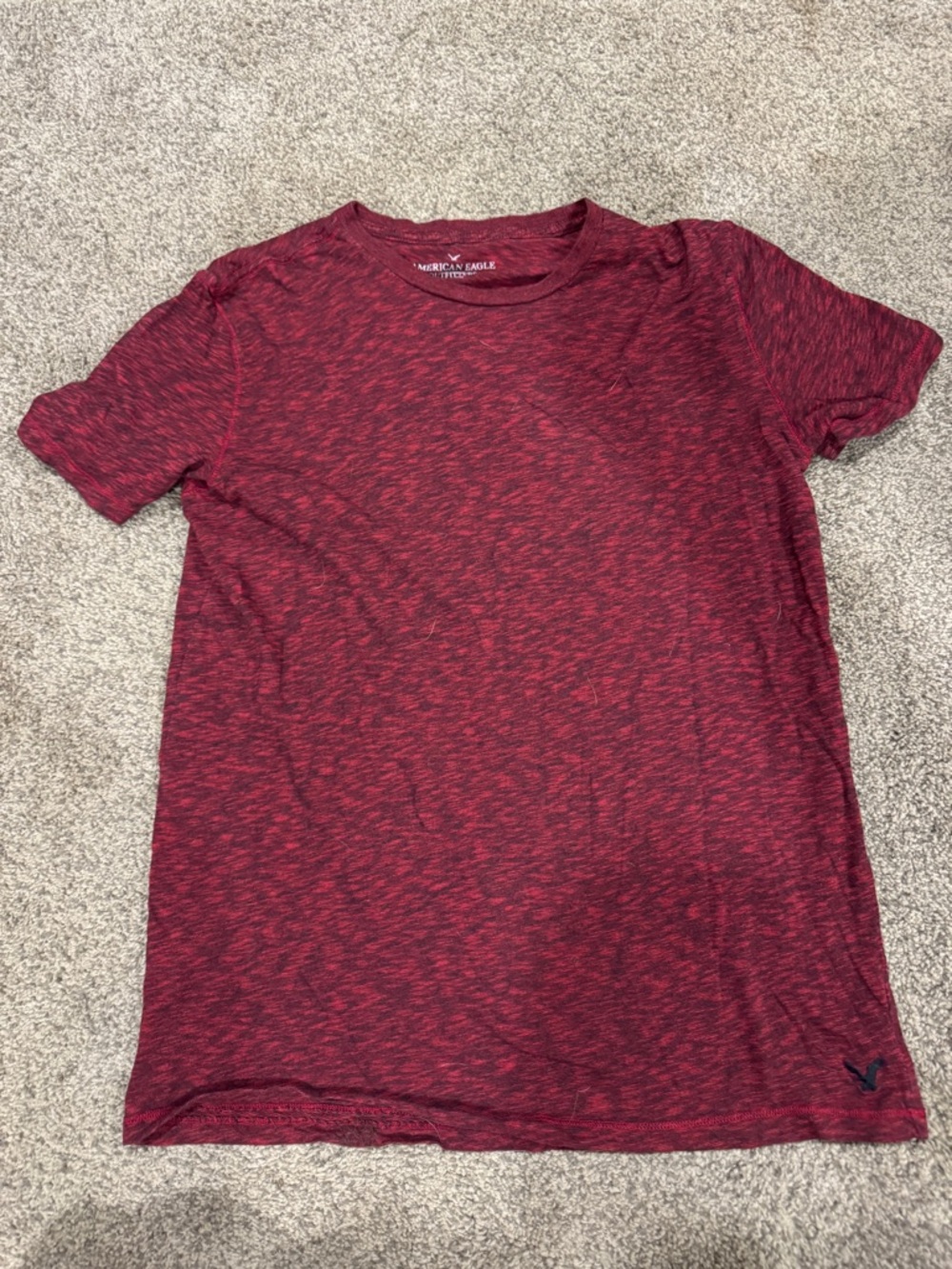American Eagle Heathered Maroon Classic Fit Crewneck Tee